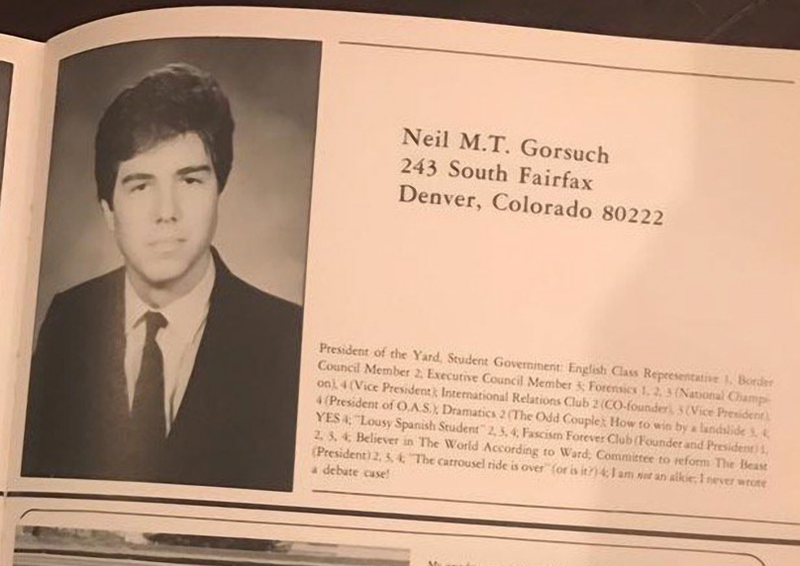Illustration for article titled UPDATED: Neil Gorsuch’s “fascism forever” club was nothing but a yearbook in-joke